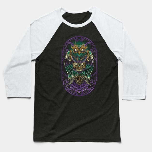 Grand Horned Owl Baseball T-Shirt by angoes25